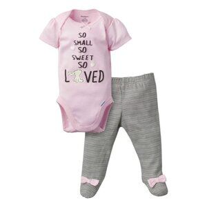 Gerber Baby Girls' 2-Piece Sleep 'N Play, Pink Onesies, Strip Pant -Size Newborn